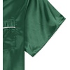 image:imageLYANER Womens Satin Silk Pajamas Short Sleeve Button Shirt with Shorts Set PJ SleepwearDark Green