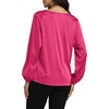 image:imageLYANER Womens Satin Silky Cowl Neck Drape Ruched Front Long Sleeve Blouse Shirt TopRose