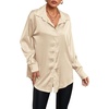 image:imageLYANER Womens Satin Silky Loose Turn Down V Neck Long Sleeve Button Blouse Shirt TopBeige