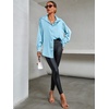 image:imageLYANER Womens Satin Silky Loose Turn Down V Neck Long Sleeve Button Blouse Shirt TopBlue
