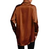 image:imageLYANER Womens Satin Silky Loose Turn Down V Neck Long Sleeve Button Blouse Shirt TopBrown