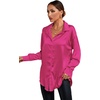 image:imageLYANER Womens Satin Silky Loose Turn Down V Neck Long Sleeve Button Blouse Shirt TopRose