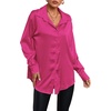 image:imageLYANER Womens Satin Silky Loose Turn Down V Neck Long Sleeve Button Blouse Shirt TopRose