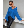 image:imageLYANER Womens Satin Silky Loose Turn Down V Neck Long Sleeve Button Blouse Shirt TopRoyal Blue