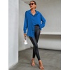 image:imageLYANER Womens Satin Silky Loose Turn Down V Neck Long Sleeve Button Blouse Shirt TopRoyal Blue