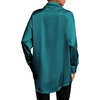 image:imageLYANER Womens Satin Silky Loose Turn Down V Neck Long Sleeve Button Blouse Shirt TopTeal