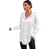 image:imageLYANER Womens Satin Silky Loose Turn Down V Neck Long Sleeve Button Blouse Shirt TopWhite