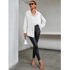 image:imageLYANER Womens Satin Silky Loose Turn Down V Neck Long Sleeve Button Blouse Shirt TopWhite