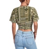image:imageLYANER Womens Sexy Deep V Neck Tie Front Wrap Cropped Blouse Bell Short Sleeve Ruffle Crop TopsBohemian Green