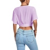 image:imageLYANER Womens Sexy Deep V Neck Tie Front Wrap Cropped Blouse Bell Short Sleeve Ruffle Crop TopsLight Purple