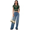 image:imageLYANER Womens Sheer Mesh Tops Sexy Short Sleeve See Through Shirt Slim Fit Going Out Crop TopDark Green