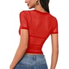 image:imageLYANER Womens Sheer Mesh Tops Sexy Short Sleeve See Through Shirt Slim Fit Going Out Crop TopRed