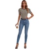 image:imageLYANER Womens Short Puff Sleeve Cotton Tops Crew Neck Striped Shirt Blouse Trendy Going Out TopsBeige