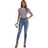 image:imageLYANER Womens Short Puff Sleeve Cotton Tops Crew Neck Striped Shirt Blouse Trendy Going Out TopsNavy Blue