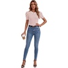 image:imageLYANER Womens Short Puff Sleeve Cotton Tops Crew Neck Striped Shirt Blouse Trendy Going Out TopsPink