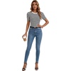 image:imageLYANER Womens Short Puff Sleeve Cotton Tops Crew Neck Striped Shirt Blouse Trendy Going Out TopsWhite