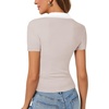 image:imageLYANER Womens Short Sleeve Collared V Neck Polo Shirts Business Casual Work Tops Summer Fitted TeeContrast Beige