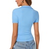 image:imageLYANER Womens Short Sleeve Collared V Neck Polo Shirts Business Casual Work Tops Summer Fitted TeeSolid Blue