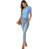 image:imageLYANER Womens Short Sleeve Collared V Neck Polo Shirts Business Casual Work Tops Summer Fitted TeeSolid Blue