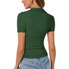 image:imageLYANER Womens Short Sleeve Collared V Neck Polo Shirts Business Casual Work Tops Summer Fitted TeeSolid Dark Green