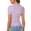 image:imageLYANER Womens Short Sleeve Collared V Neck Polo Shirts Business Casual Work Tops Summer Fitted TeeSolid Light Purple