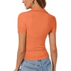 image:imageLYANER Womens Short Sleeve Collared V Neck Polo Shirts Business Casual Work Tops Summer Fitted TeeSolid Orange