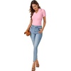 image:imageLYANER Womens Short Sleeve Collared V Neck Polo Shirts Business Casual Work Tops Summer Fitted TeeSolid Pink