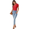 image:imageLYANER Womens Short Sleeve Collared V Neck Polo Shirts Business Casual Work Tops Summer Fitted TeeSolid Red