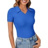 image:imageLYANER Womens Short Sleeve Collared V Neck Polo Shirts Business Casual Work Tops Summer Fitted TeeSolid Royal Blue
