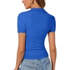 image:imageLYANER Womens Short Sleeve Collared V Neck Polo Shirts Business Casual Work Tops Summer Fitted TeeSolid Royal Blue