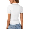 image:imageLYANER Womens Short Sleeve Collared V Neck Polo Shirts Business Casual Work Tops Summer Fitted TeeSolid White