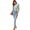 image:imageLYANER Womens Short Sleeve Collared V Neck Polo Shirts Business Casual Work Tops Summer Fitted TeeStripe Light Green