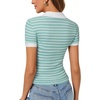 image:imageLYANER Womens Short Sleeve Collared V Neck Polo Shirts Business Casual Work Tops Summer Fitted TeeStripe Light Green