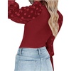 image:imageLYANER Womens Square Neck Blouse Sheer Mesh Lantern Sleeve Polka Dot Knit Business Casual Tops ShirtsWine Red