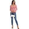 image:imageLYANER Womens Square Neck Frill Ruched Long Sleeve Babydoll Peplum Top Blouse ShirtDusty Pink