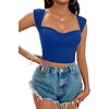 image:imageLYANER Womens Square Neck Ribbed Knit Sleeveless Slim Fit Solid Crop Top ShirtBlue