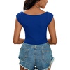 image:imageLYANER Womens Square Neck Ribbed Knit Sleeveless Slim Fit Solid Crop Top ShirtBlue