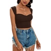 image:imageLYANER Womens Square Neck Ribbed Knit Sleeveless Slim Fit Solid Crop Top ShirtBrown