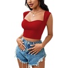 image:imageLYANER Womens Square Neck Ribbed Knit Sleeveless Slim Fit Solid Crop Top ShirtBurgundy
