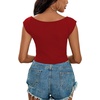 image:imageLYANER Womens Square Neck Ribbed Knit Sleeveless Slim Fit Solid Crop Top ShirtBurgundy