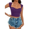 image:imageLYANER Womens Square Neck Ribbed Knit Sleeveless Slim Fit Solid Crop Top ShirtDark Purple