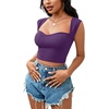 image:imageLYANER Womens Square Neck Ribbed Knit Sleeveless Slim Fit Solid Crop Top ShirtDark Purple