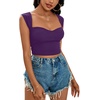 image:imageLYANER Womens Square Neck Ribbed Knit Sleeveless Slim Fit Solid Crop Top ShirtDark Purple