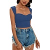 image:imageLYANER Womens Square Neck Ribbed Knit Sleeveless Slim Fit Solid Crop Top ShirtDusty Blue