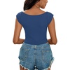 image:imageLYANER Womens Square Neck Ribbed Knit Sleeveless Slim Fit Solid Crop Top ShirtDusty Blue