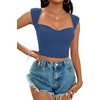 image:imageLYANER Womens Square Neck Ribbed Knit Sleeveless Slim Fit Solid Crop Top ShirtDusty Blue