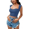image:imageLYANER Womens Square Neck Ribbed Knit Sleeveless Slim Fit Solid Crop Top ShirtDusty Blue