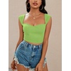 image:imageLYANER Womens Square Neck Ribbed Knit Sleeveless Slim Fit Solid Crop Top ShirtGrass Green