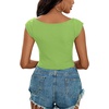 image:imageLYANER Womens Square Neck Ribbed Knit Sleeveless Slim Fit Solid Crop Top ShirtGrass Green