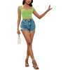 image:imageLYANER Womens Square Neck Ribbed Knit Sleeveless Slim Fit Solid Crop Top ShirtGrass Green